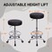 VECELO Round Rolling Stool with Footrest and Wheels, Easy Assembly PU Leather Height Adjustable Drafting Swivel Chair for Spa Salon, Office, Medical, Beauty, Bar, Lab
