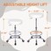 VECELO Round Rolling Stool with Footrest and Wheels, Easy Assembly PU Leather Height Adjustable Drafting Swivel Chair for Spa Salon, Office, Medical, Beauty, Bar, Lab, White