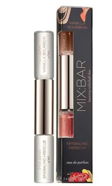 MIX:BAR Sparkling Hibiscus &amp; Vanilla Bourbon Hair &amp; Body Mist Rollerball Duo- Clean, Vegan Body Spray &amp; Hair Perfume for Women, (0.17 fl oz)