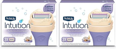 Schick Intuition Pure Nourishment Womens Razor Refills with Coconut Milk and Almond Oil
