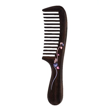 Natural Wood Comb, Handmade Decorative women Hair Comb Tools Salon for Detangling and Styling Wet or Dry Curly, Thick, Wavy, or Straight Hair 7.1" Long Waist comb