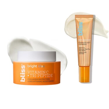 Bliss Get It Bright Duo - Bright Idea Vitamin C Moisturizer and Rest Assured Eye Cream - Brighten &amp; Hydrate - Vegan, Clean, Cruelty-Free Skincare