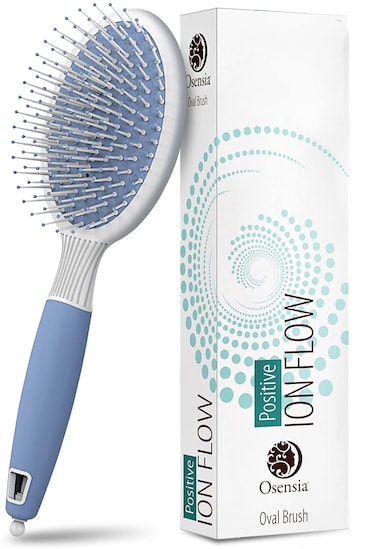 Hair Brush for Thick Hair with Ionic Minerals - Paddle Brush for Men and Women, for Blow Drying, Straightening - Gentle Bristles, Easy Comfort Grip Flat by Osensia (Oval Brush)