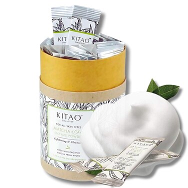 KITAO Enzyme Powder Face Wash with Organic Matcha &amp; Chia, Anti-Aging &amp; Exfoliating Foaming Facial Wash Powder Cleanser for Gentle Cleansing, Portable Powder Face Exfoliator for Travel from Japan 30 EA