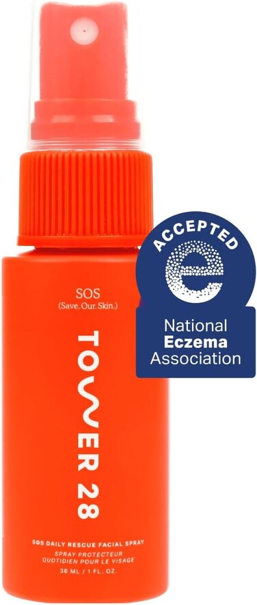 Tower 28 SOS Daily Rescue Facial Spray for Sensitive Skin, Hypochlorous Acid Spray Helps Reduce Redness and Breakouts, Travel Size Toner for Face, 1 FL Oz