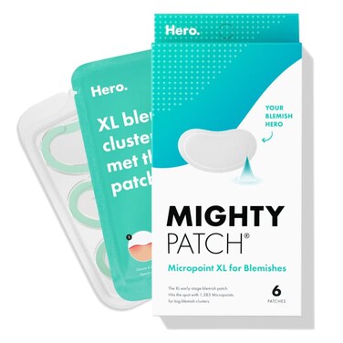 Hero Cosmetics Mighty Patch Micropoint&trade; XL for Blemishes - Hydrocolloid Acne Spot Treatment Patch for Early Stage Zits and Hidden Pimples, 1,385 Proprietary Micropoints (6 Count)