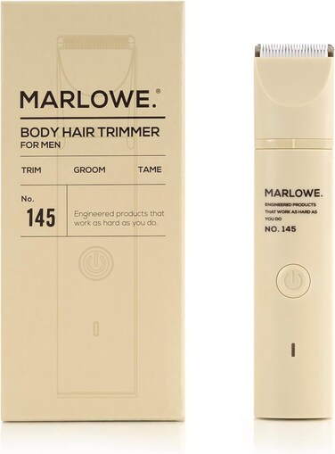 Marlowe. No. 145 Body Hair Trimmer for Men, Desert Sand, Lightweight Waterproof Personal Groomer, Ceramic Blades, Adjustable Comb Lengths &amp; Rechargeable Battery for Head to Toe Male Grooming