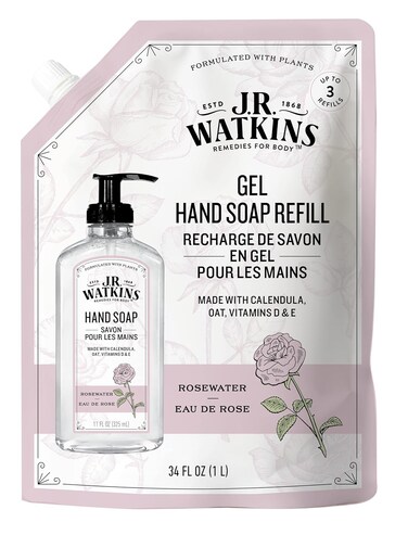 J.R. Watkins Rosewater Liquid Hand Soap Refill Pouch 1 L