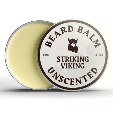 Striking Viking Beard Balm for Men - Unscented Leave-In Conditioner &amp; Styling Balm with Naturally Derived Beard Butter, Argan &amp; Jojoba Oils, 2 Ounce (Pack of 1)