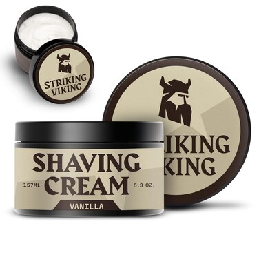 Striking Viking Shaving Cream for Men, Vanilla Scent, Sensitive Skin, Helps Moisturize, Protect &amp; Soothe Irritation, 5.3 Fl Oz (Pack of 1) - Shaving Cream Men