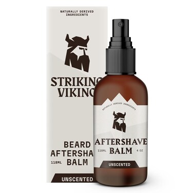 Striking Viking Unscented Aftershave Balm for Men - 4 oz Bottle, Skin Protection Shaving Product - Aftershave For Men