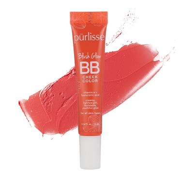 p&uuml;rlisse Blush Glow Lip and Cheek Tint - Blush Stick for Cheeks and Lips with Vitamin E &amp; Hyaluronic Acid - Hydrating &amp; Buildable 2-in-1 Cream Blush Stick - Vivid Coral (.28 oz)