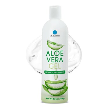 Dr. Robaina Natural Aloe Vera Gel with Emu Oil for Face, Body, and Hair   Hydrates &amp; Soothes Dry Skin, Sunburn, Irritation   12 oz   Made in the USA