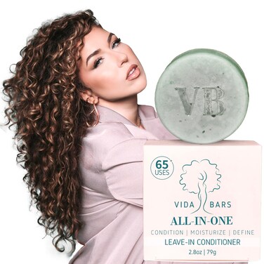 All-in-One Leave In Conditioner Bar for Curly Hair   All Natural Moisturizing Solid Conditioner   Color Safe, Vegan, Sulfate Free, Paraben Free, Handmade in the USA (Blue Tansy Flower Scent)