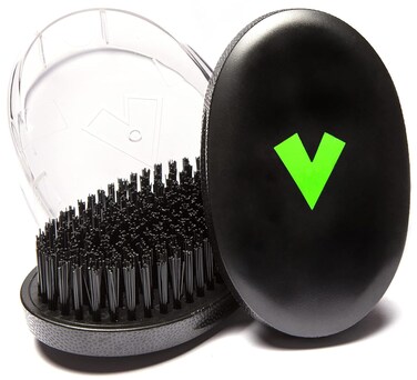 Veeta Superior Medium Wave Brush - Hair Brush for Men with 100% Synthetic Flex Bristles, Curved Design, and Protective Cover - Ideal for Short or Long Wavy Hair