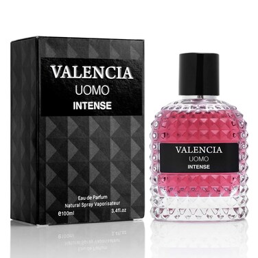 Valencia UOMO Intense for Men Eau De Parfum - Amber Fougere Fragrance Top Notes of Vanilla Bourbon Mid Tone of Lavandin Create Spicy &amp; Woody Aroma - Base Scent of Smoked Vetiver Elegant 100ml Bottle