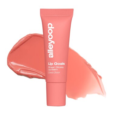 Alleyoop Glossy Lip Balm - Lip Goals, Coral Cheer (Sheer Coral Pink) - Hydrating &amp; Moisturizing Lip Care for Cracked Lips - Natural Plumping Lip Moisturizer That Smooths, Soothes, &amp; Protects - Vegan