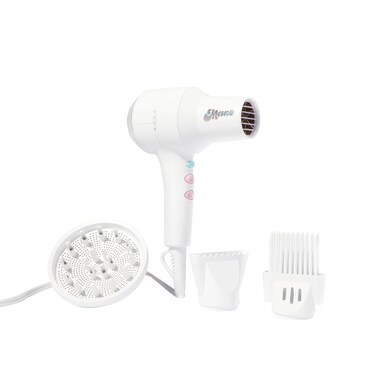 Mane Ionic Compact Hair Dryer - 4-Piece Blow Dryer with Diffuser, Wide Tooth Comb &amp; Nozzle - Designed with Ionic Technology to Help Seal the Cuticle, Reduce Frizzy Hair &amp; Decrease Drying Time
