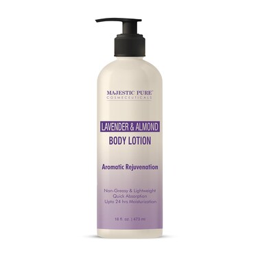 Majestic Pure Lavender &amp; Almond Body Lotion with Aloe Leaf Extracts   Nourishing &amp; Moisturizing   Quick Absorbing, Lightweight &amp; Non Greasy   For All Skin Types   For Women &amp; Men   16fl oz
