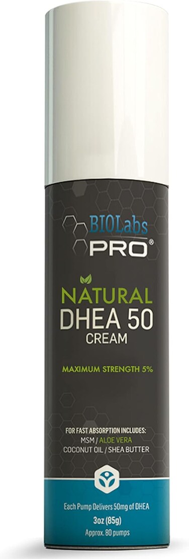 DHEA Cream 50mg for Women and Men, Maximum Strength Natural DHEA Cosmetic Formulation for Skin Hydration Balance, Pure, Non-GMO, Gluten-Free, Paraben-Free, Skin Cream 2-Month Supply (Unscented - 3oz)