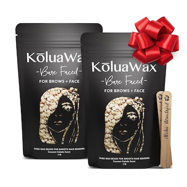 KoluaWax Hard Wax Beads for Hair Removal &ndash; Coarse Hair Formula &ndash; Face, Brazilian, Underarms, Back Chest, Bikini Waxing &ndash; Coconut Colada, 1lb Refill for Wax Warmers &amp; 10 Large Applicator Sticks, 2 Pack