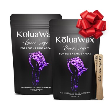 KoluaWax Hard Wax Beads for Hair Removal &ndash; Coarse Hair Formula &ndash; Face, Brazilian, Underarms, Back Chest, Bikini Waxing &ndash; Lavender Bliss, 1lb Refill for Wax Warmers &amp; 10 Large Applicator Sticks, 2 Pack