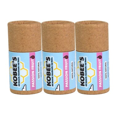 3 pack - Kobeesco Lip Balm, Lip Moisturizer, Lip Cure, Lip Balm, Chapstick (PassionFruit)