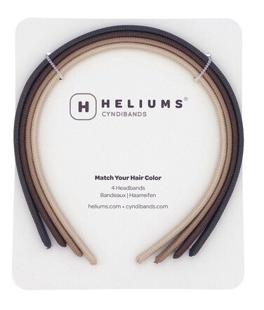 Heliums Thin Headbands For Women - 8mm Skinny Headband, 4 Count, Comfortable Narrow Hair Bands in Neutral Colors (Dark Brown, Medium Brown, Dark Blonde, Beige Blonde)