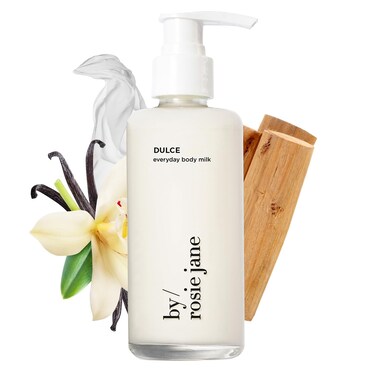 By Rosie Jane Everyday Body Milk (Dulce) - Hydrating Toner &amp; Body Moisturizer to Help Even Skin Tone - Infused with Soothing Aloe Vera and Turmeric Root to Promote Anti-Aging (5 Ounce)