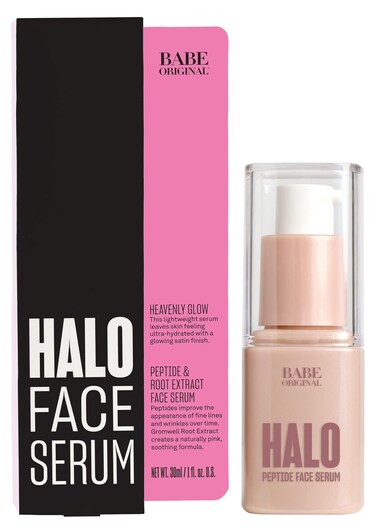 Babe Original Halo Peptide Face Serum for Women, Face Moisturizer Face Cream for Hydrated, Plump &amp; Soothed Skin with Pink Root Extract, Hyaluronic Acid, Peptides &amp; Amino Acids   Cruelty-free and Vegan