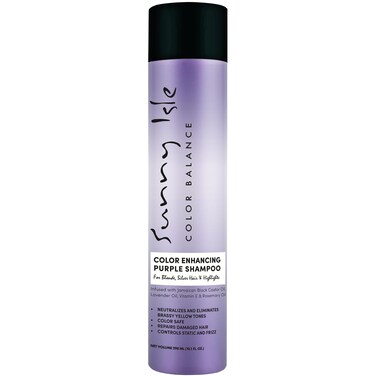 Sunny Isle Color Enhancing Purple Shampoo 10.1oz   Neutralizes Brassy Yellow Tones For Blonde Silver Gray Highlighted Hair