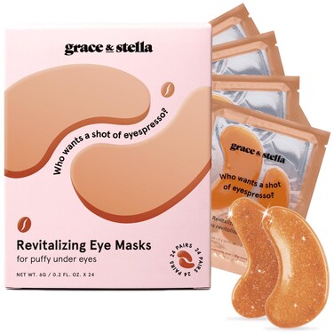 grace &amp; stella Caffeine Under Eye Patches - Awakening Eye Patches for Puffy Eyes and Dark Circles - Under Eye Mask Patches with Niacinamide &amp; Hyaluronic Acid - Vegan, Cruelty-Free, 24 Pairs