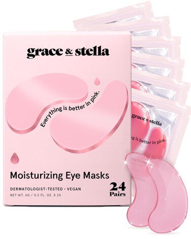 grace &amp; stella Award Winning Under Eye Mask - Birthday Gifts For Women - Bridesmaid Gifts - Reduce Dark Circles, Puffy Eyes, Undereye Bags, Wrinkles - Under Eye Patches - Vegan (24 Pairs, Pink)