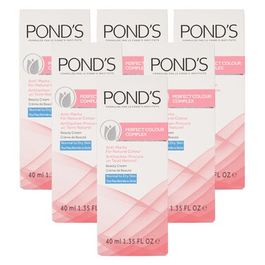 Pond's Perfect Color Beauty Cream, Anti-Marks Beauty Cream and Moisturizer, Normal to Dry Skin, 6-Pack of 1.35 Fo Oz Each