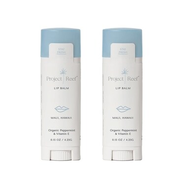 Cooling Lip Balm w/Organic Peppermint, Shea Butter, Vitamin E, Hydrating Chapstick, Soothe Dry Sunburnt Lips, After Sun Care, 2 Pack