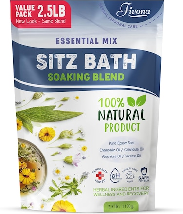 Hemorrhoid Treatment 40oz Sitz Bath Salts Postpartum Soaking Blend Epsom Salt Soak with All Natural Oils for Self Care Bartholin Cyst Treatment, Large Value Pack