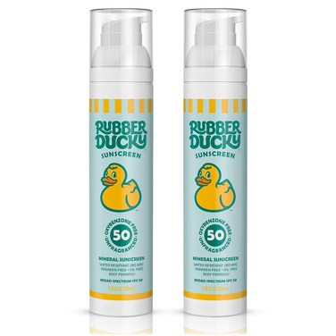 Rubber Ducky   Mineral Sunscreen, Vegan SPF 50 Sunscreen, Water-Resistant Face and Body Sunscreen   Broad Spectrum Mineral Sunscreen (Great Alternative for Moisturizing Sunblock)   3.4 Oz, Pack of 2