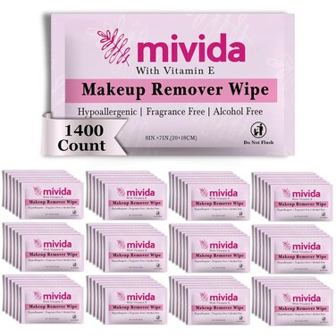1400-Count Bulk Individually Wrapped Makeup Remover Wipes   Hypoallergenic, Fragrance-Free, Alcohol-Free with Vitamin E   Travel Essentials, Makeup Remover Wipes for Hotels, Airbnb &amp; Businesses