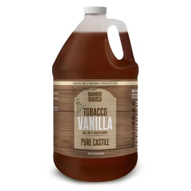 Pure Castile Soap Liquid Organic, Certified Palm Oil Free Natural Soap, Tobacco Vanilla, 64 oz