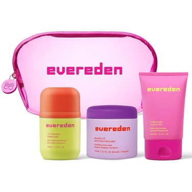 Evereden Preppy Skincare Collection with Triple Green Tea: Teen Skincare Steer Clear Balancing Jelly Cleanser Teen Face Wash, Let's Bounce Gel-Cream Moisturizer, &amp; Balance Up Toner Pads for Face