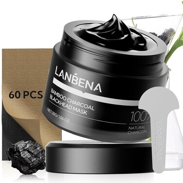 LANBENA Blackhead Remover, Bamboo Charcoal Blackhead Mask Deep Cleansing Peel off Mask &amp; 60Pcs Nose StripsBlack Heads Remover from Face