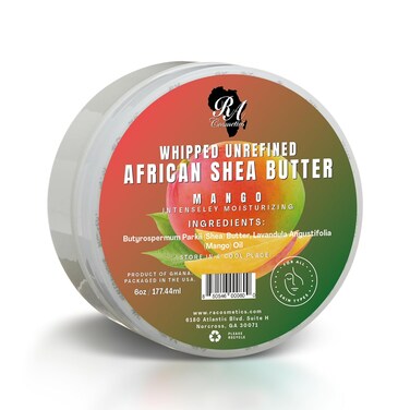 RA COSMETICS Whipped Shea Butter Mango - 6oz   100% Pure and Natural African Shea Butter for Men &amp; Women - Ultimate Handcrafted Moisturizer with Essential Vitamins for Radiant Skin &amp; Luscious Hair