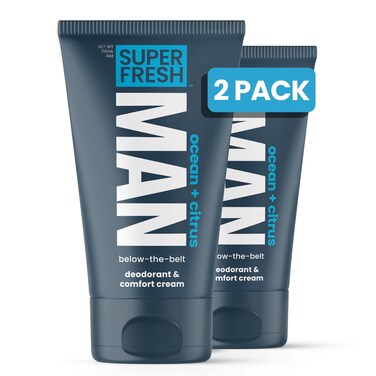 Super Fresh Man Parts Ball Deodorant Lotion for Men   Hygiene Cream for Groin, Butt, &amp; Body   Control Odor and Stay Comfortable   Aluminum Free   4 oz Tube (2PK)