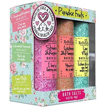Bella &amp; Bear Paradise Fruits Bath Salts, Foot Soak, Detox, Fruity Scents, Gift - Pack of 6, 2oz