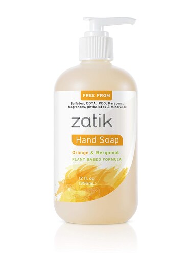 Zatik Naturals - Liquid Hand Soap - Orange &amp; Bergamot Moisturizing Handwash, 12 oz (Pack of 1)