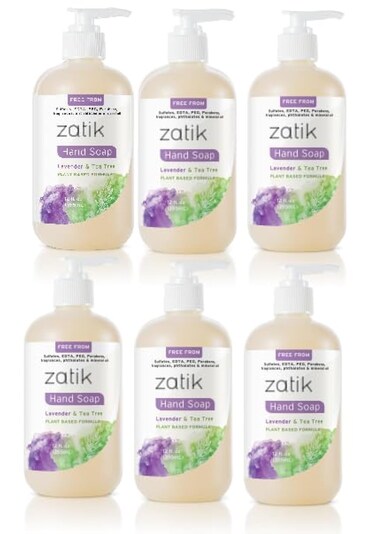 Zatik Naturals - Liquid Hand Soap with Lavender &amp; Tea Tree, Moisturizing Handwash - 12 fl oz (Pack of 6)