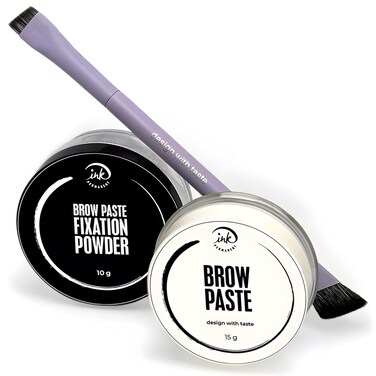 Eyebrow Mapping Kit with Setting Powder, Eyebrow Brush and Brow Paste, Brow Mapping Tool, White Paste for Outlining &amp; Fixation Powder, Professional Shaping Tool