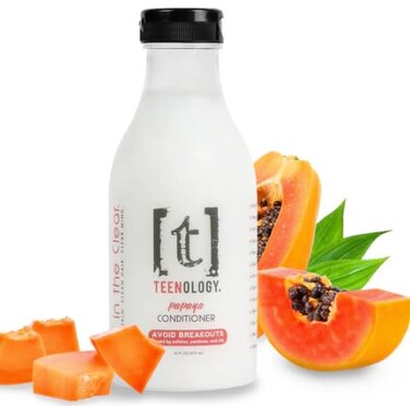 Teenology Conditioner for Teens - Avoid Forehead and Body Acne - Sulfate and Paraben Free, Noncomedogenic, Natural Botanical Extracts, NEW Fresh Papaya - 16 oz.