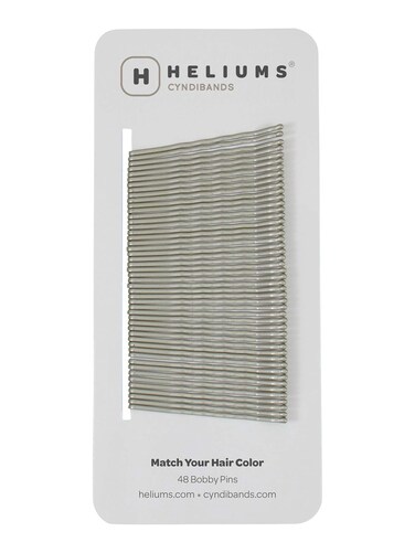 Heliums Bobby Pins - Metallic Matte Gray - 2 Inch Wavy Hair Pins, Color Matched for Grey and Silver Hair, 48 Count