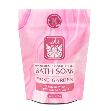 Magnesium Flakes Bath Soaks (8 oz) &ndash; Hawaiian Sea Salt Bath Soak w/Essential Oils &ndash; Bath Salts for Relaxation &ndash; Detox Bath Salt to Promote Sleep &ndash; Vegan Mineral Salt - (Aloha Rose)